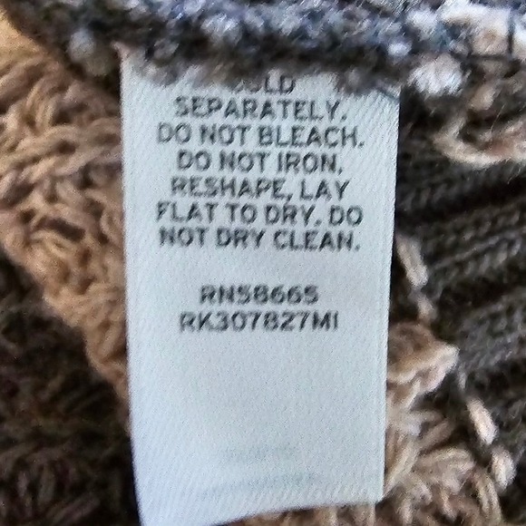 14th & Union Striped Cowl Neck Knit Sweater Army Green and Cream Medium - Picture 7 of 8